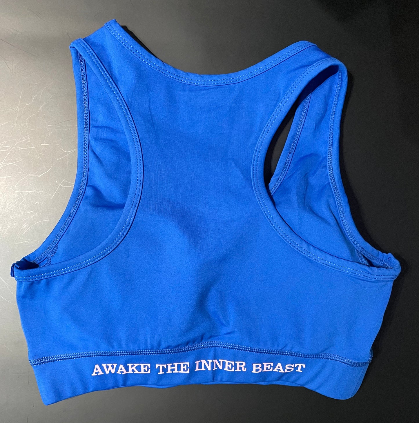 Blue sports bra back