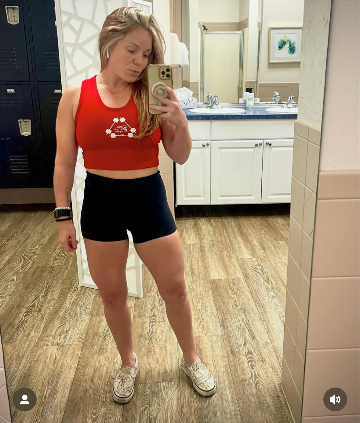 Red crop top selfie