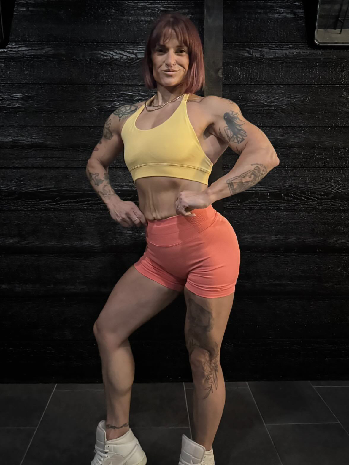 Model wearing Congo Strength Seamless Sports Bra and Seamless Training Shorts