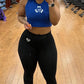Blue crop top selfie
