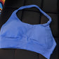 Seamless sports bra blue front